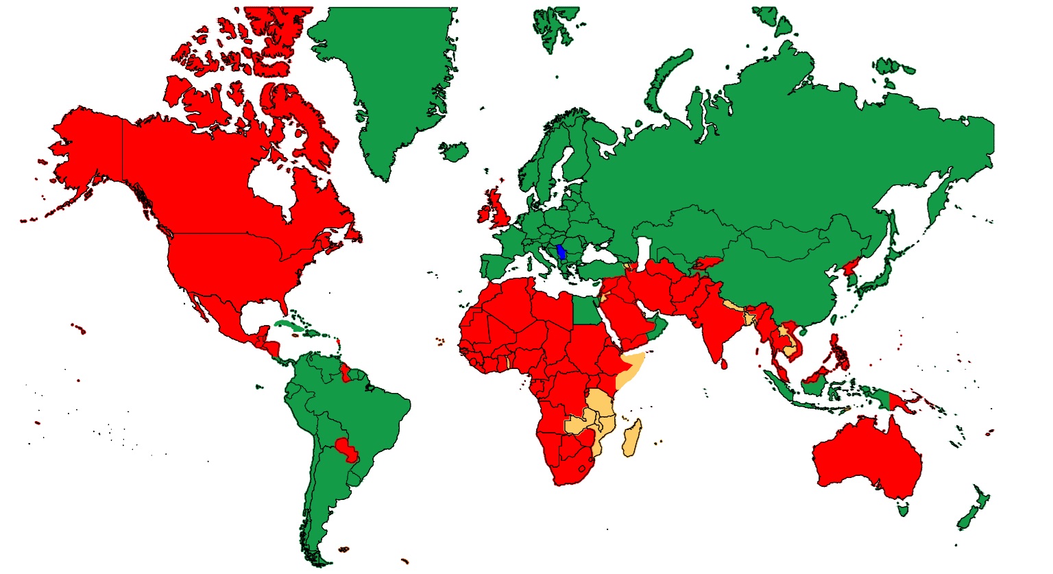 Mapa svijeta za vize